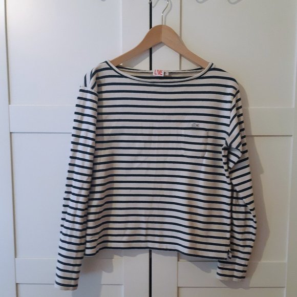 Lacoste blue and white striped sweather - Picture 1 of 1